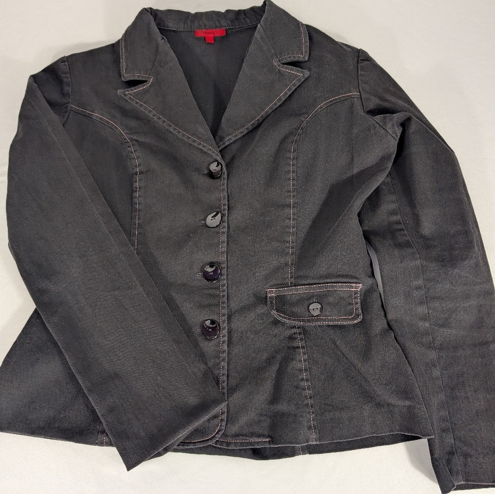 Retro Fox Cole Classic Women's Black Cotton Blend Blazer Jacket Size 11